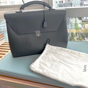 Valextra Avietta Briefcase, Smokey Grey, New with dust bag